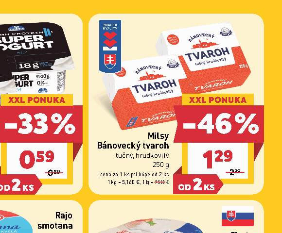 Milsy Bánovecký tvaroh tučný, hrudkovitý