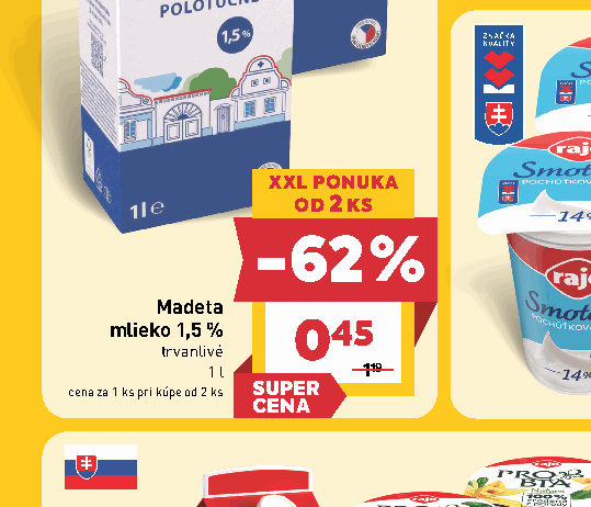 Madeta mlieko 1,5 % trvanlivé