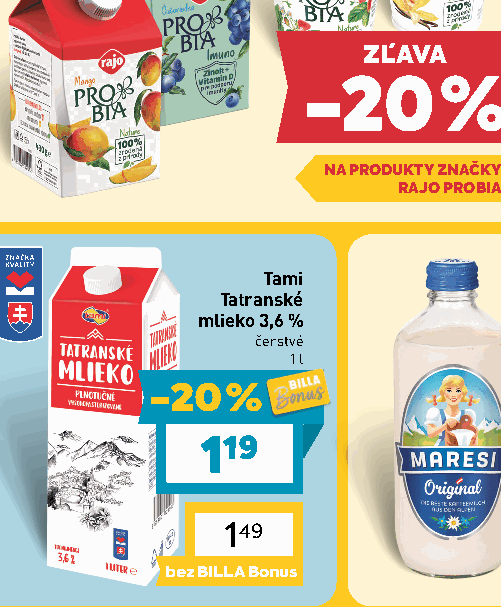 Tami Tatranské mlieko 3,6 % čerstvé
