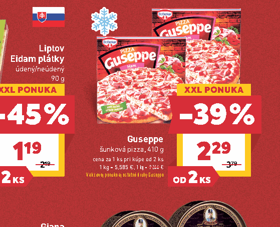 Guseppe šunková pizza, 410 g