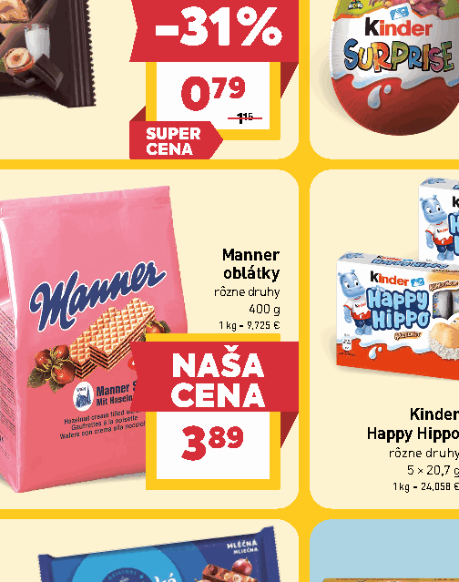 Manner oblátky rôzne druhy