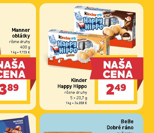 Kinder Happy Hippo rôzne druhy