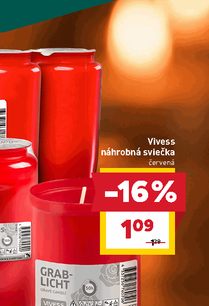Vivess náhrobná sviečka červená