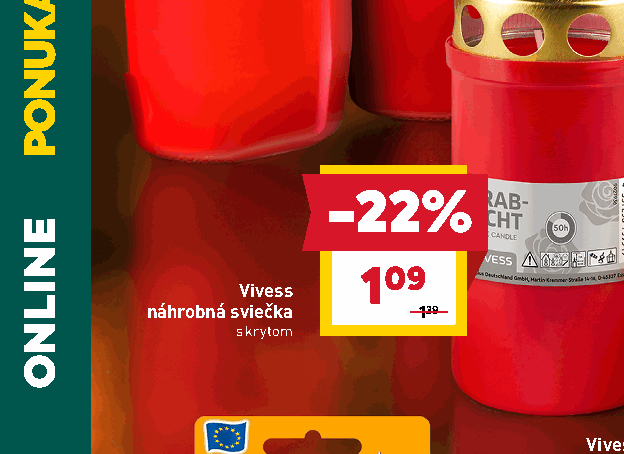 Vivess náhrobná sviečka s krytom