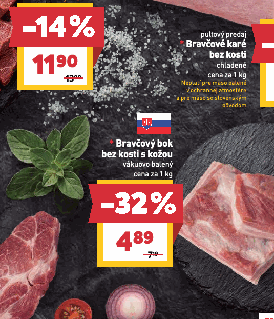Bravčový bok bez kosti s kožou vákuovo balený