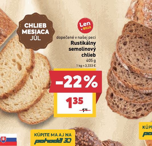 dopečené v našej peci Rustikálny semolinový chlieb