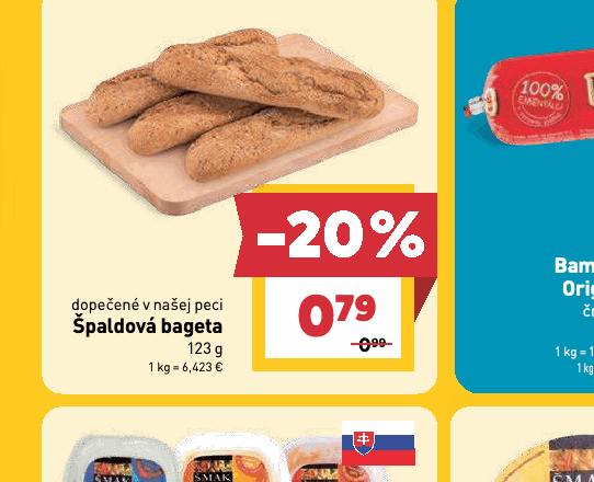 dopečené v našej peci Špaldová bageta