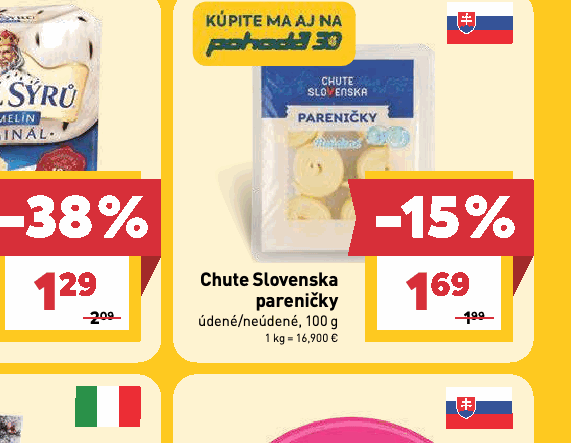 Chute Slovenska pareničky údené/neúdené, 100 g