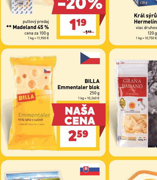 BILLA Emmentaler blok
