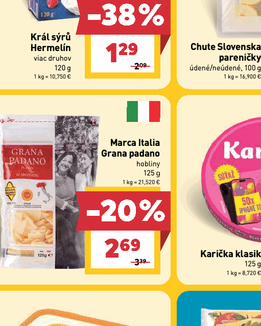 Marca Italia Grana padano hobliny