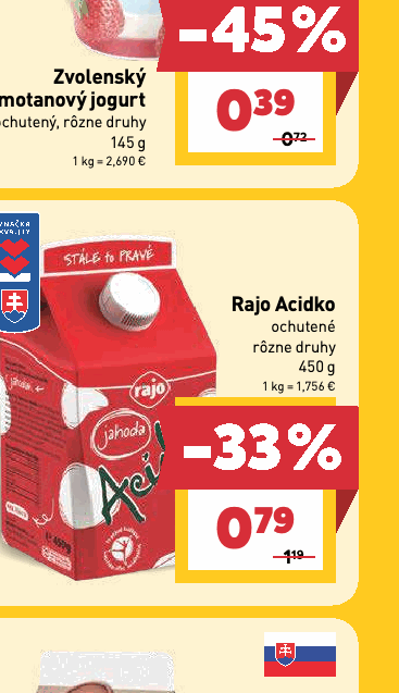 Rajo Acidko ochutené rôzne druhy