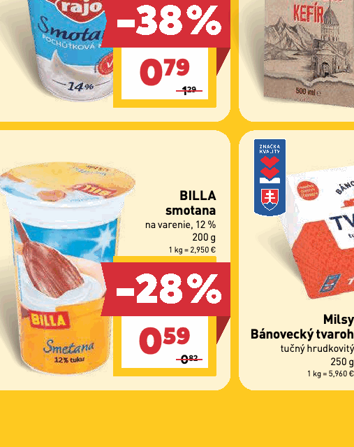 BILLA smotana na varenie, 12 %