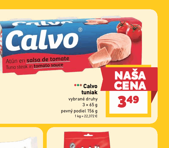 Calvo tuniak vybrané druhy pevný podiel 156 g