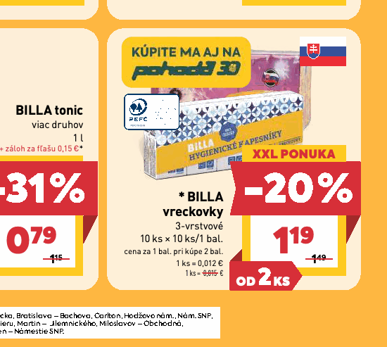 BILLA vreckovky 3-vrstvové