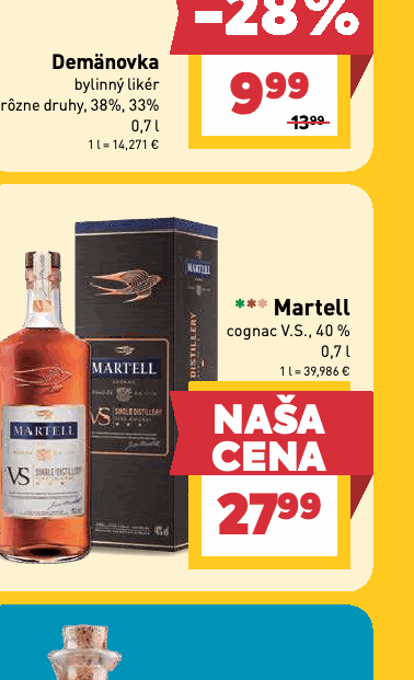 Martell cognac V.S., 40 %