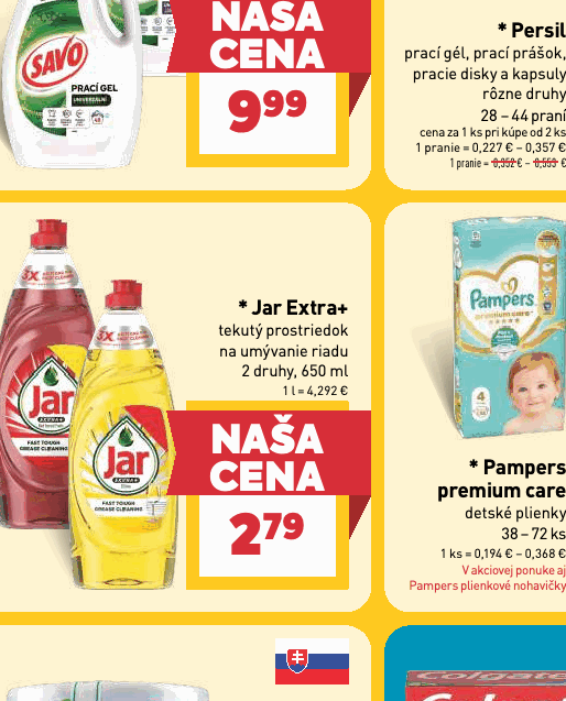 Jar Extra+ tekutý prostriedok na umývanie riadu