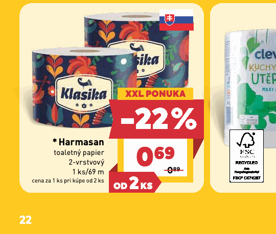 Harmasan toaletný papier 2-vrstvový