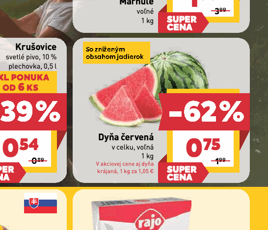 Dyňa červená v celku, voľná krájaná, 1 kg za 1,05 €