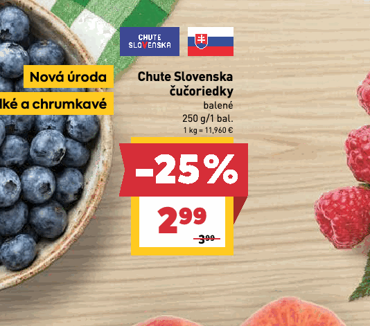 Chute Slovenska čučoriedky balené