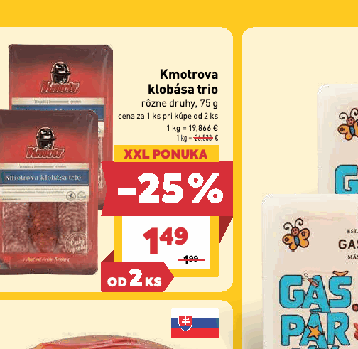 Kmotrova klobása trio rôzne druhy, 75 g