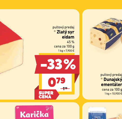 Zlatý syr eidam 45 %
