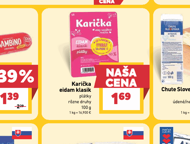 Karička eidam klasik plátky rôzne druhy