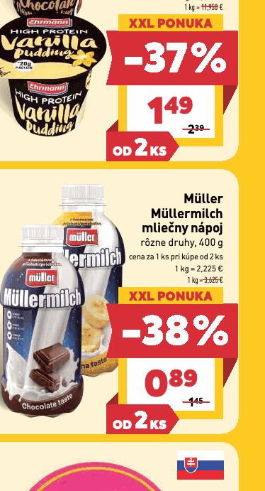 Müller Müllermilch mliečny nápoj rôzne druhy, 400 g