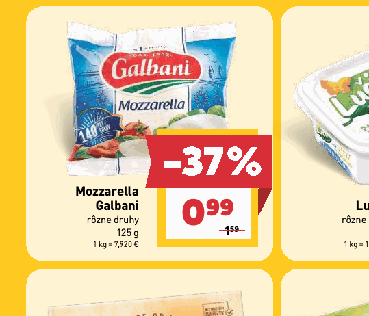 Mozzarella Galbani rôzne druhy