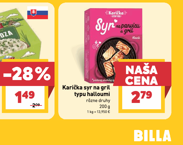 Karička syr na gril typu halloumi rôzne druhy