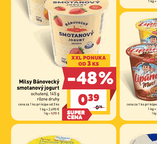 Milsy Bánovecký smotanový jogurt ochutený, 145 g rôzne druhy
