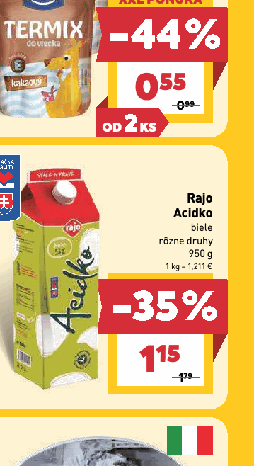 Rajo Acidko biele rôzne druhy