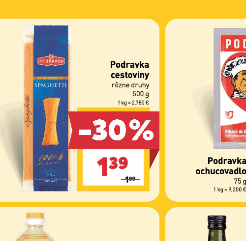 Podravka cestoviny rôzne druhy