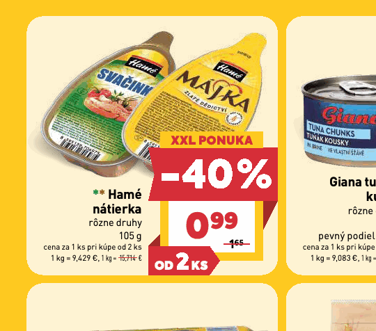 Hamé nátierka rôzne druhy