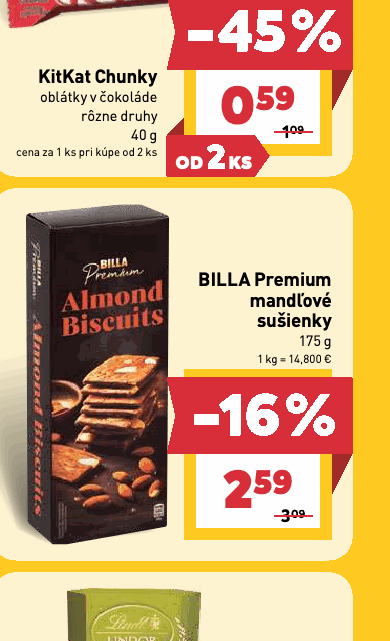 BILLA Premium mandľové sušienky
