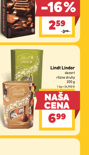 Lindt Lindor dezert rôzne druhy
