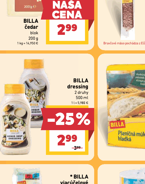 BILLA dressing 2 druhy