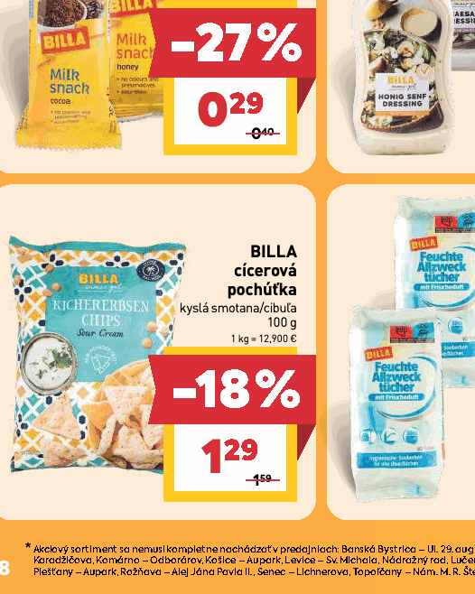 BILLA cícerová pochúťka kyslá smotana/cibuľa