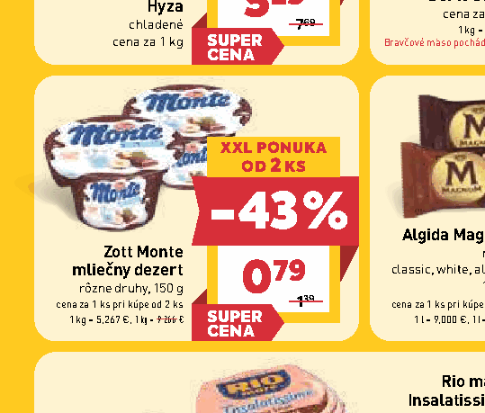 Zott Monte mliečny dezert rôzne druhy, 150 g