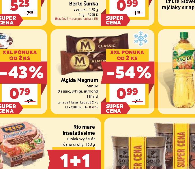 Algida Magnum nanuk classic, white, almond Rio mare Insalatissime