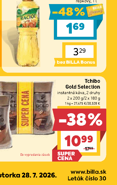 Tchibo Gold Selection instantná káva, 2 druhy