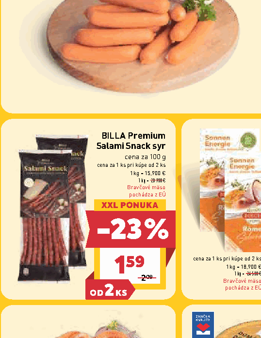 BILLA Premium Salami Snack syr