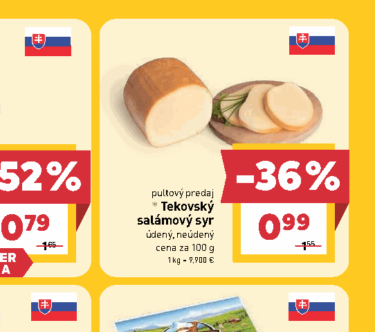 Tekovský salámový syr údený, neúdený