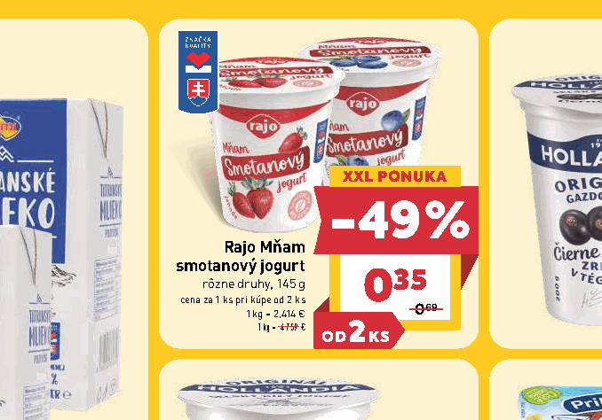 Rajo Mňam smotanový jogurt rôzne druhy, 145 g