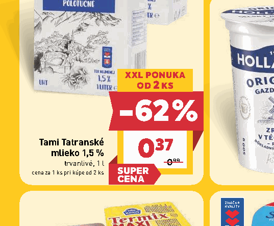 Tami Tatranské mlieko 1,5 % trvanlivé, 1 l