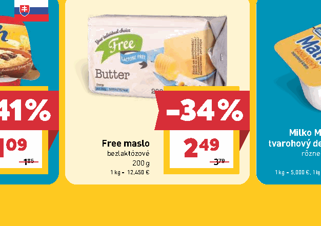 Free maslo bezlaktózové