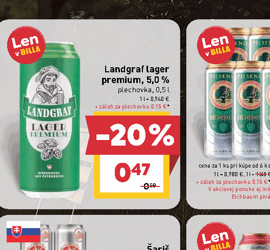 Landgraf lager premium, 5,0 % plechovka, 0,5 l