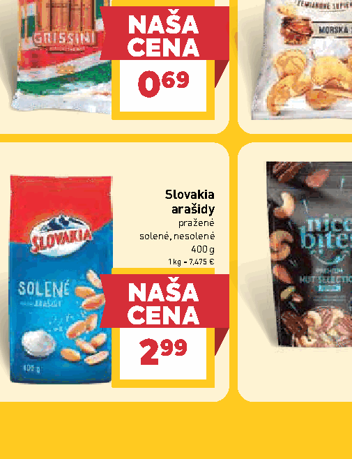 Slovakia arašidy pražené solené, nesolené