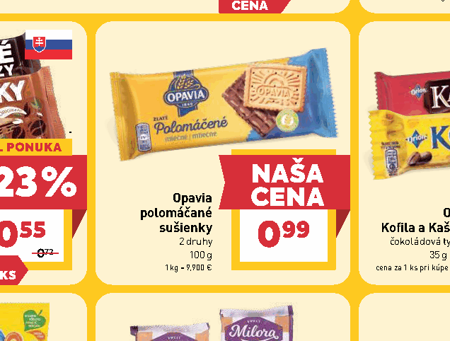 Opavia polomáčané sušienky 2 druhy