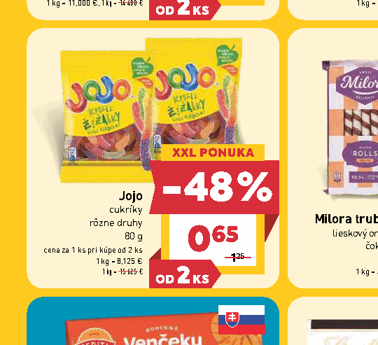 Jojo cukríky rôzne druhy