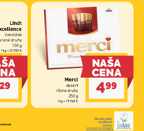 Merci dezert rôzne druhy
